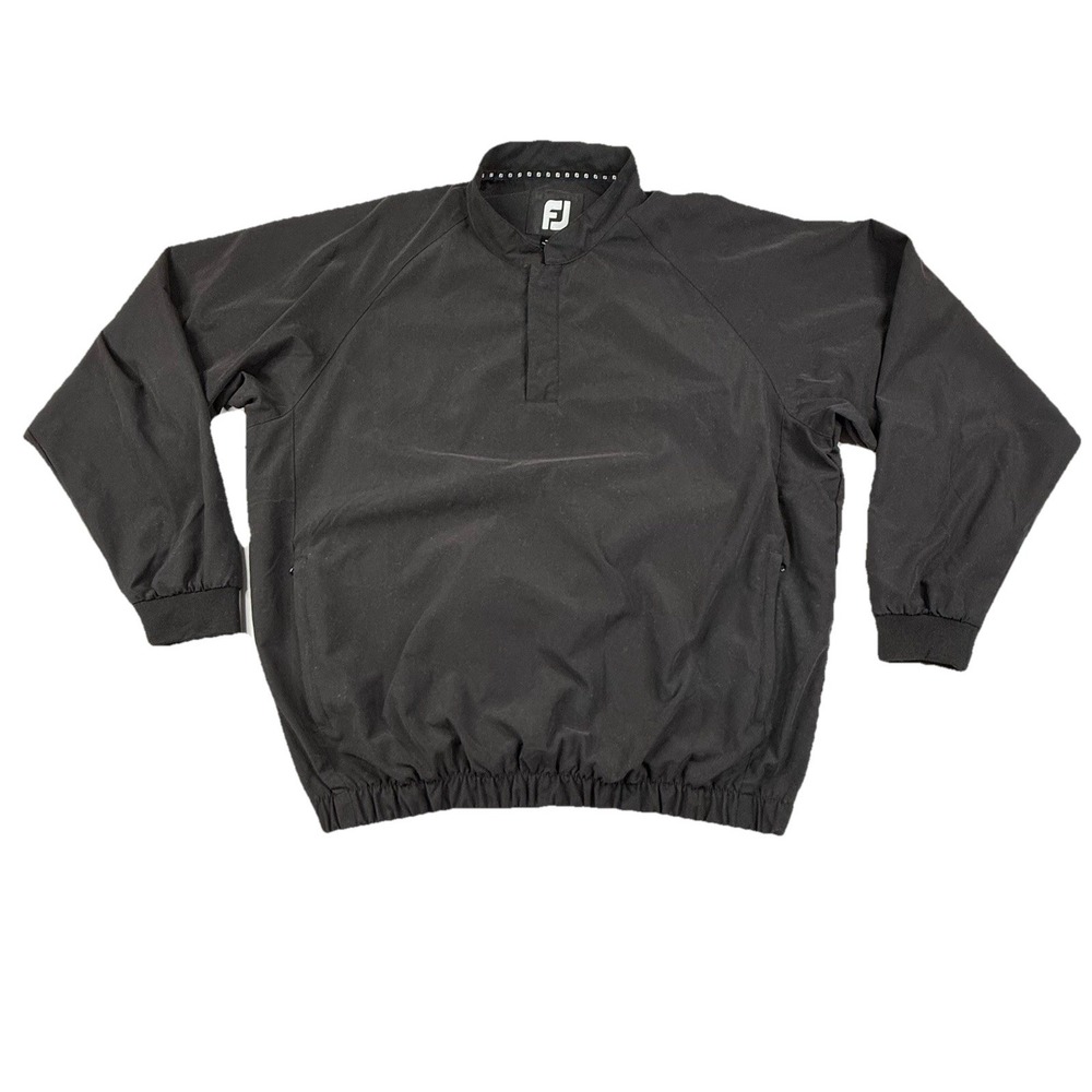 Footjoy FJ 1/4 Button Snap‎ Golf Pullover Windbreaker Jacket Black Mens Large